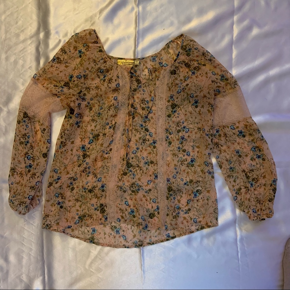 Pink floral over shirt - blouse